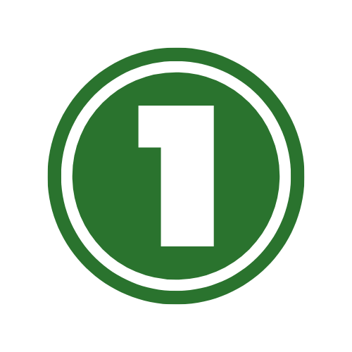 10 weisse 1 auf grünen Hintergrund, rund