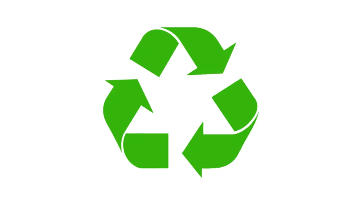 Entsorgung Recycling-Symbol mit grünen Pfeilen für nachhaltige Entsorgung und Wiederverwertung