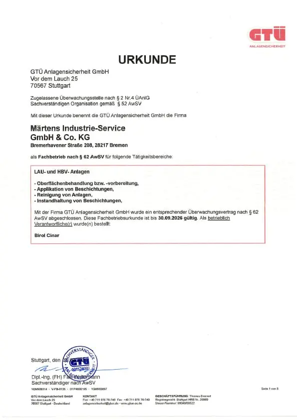 Fachbetriebsurkunde-Märtens