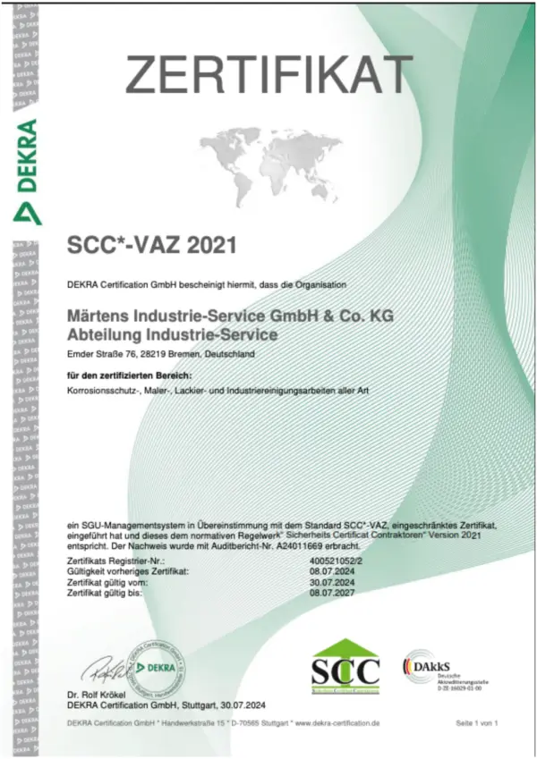 zertifikat2 DEKRA Zertifikat SCC*-VAZ 2021