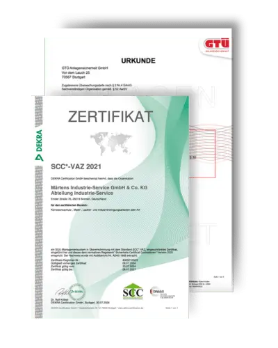 Zertifikate für die Biogasanlagenreinigung